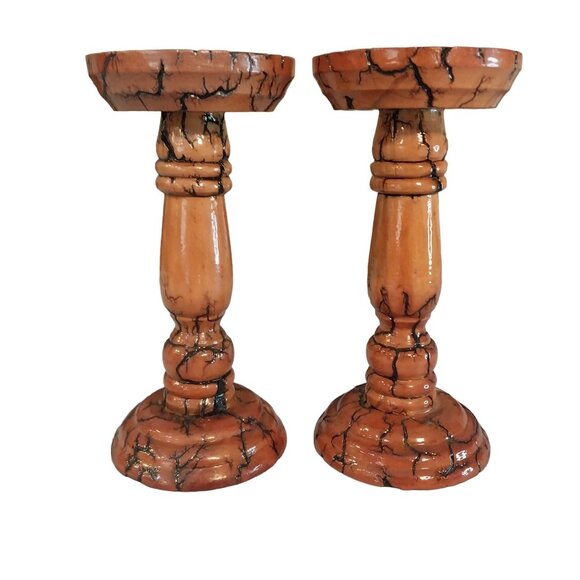 Unique Burned Wood Candle Holders Signed And Numbered By The Artist - Picture 3 of 9